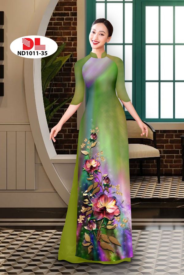 Vải Áo Dài Hoa In 3D AD ND1011 5